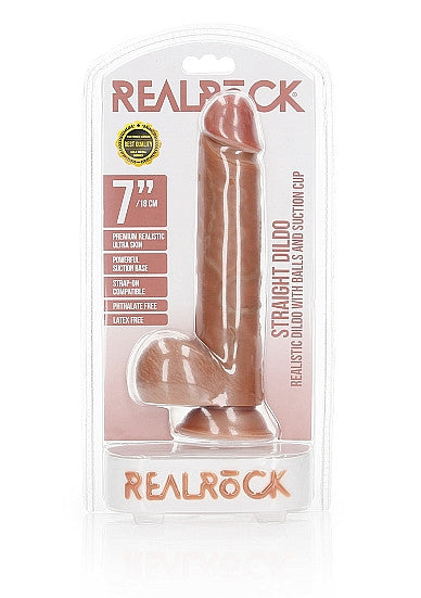 Fallo realistico con ventosa caramello Dildo with Balls and Suction Cup - 7''/ 18 cm