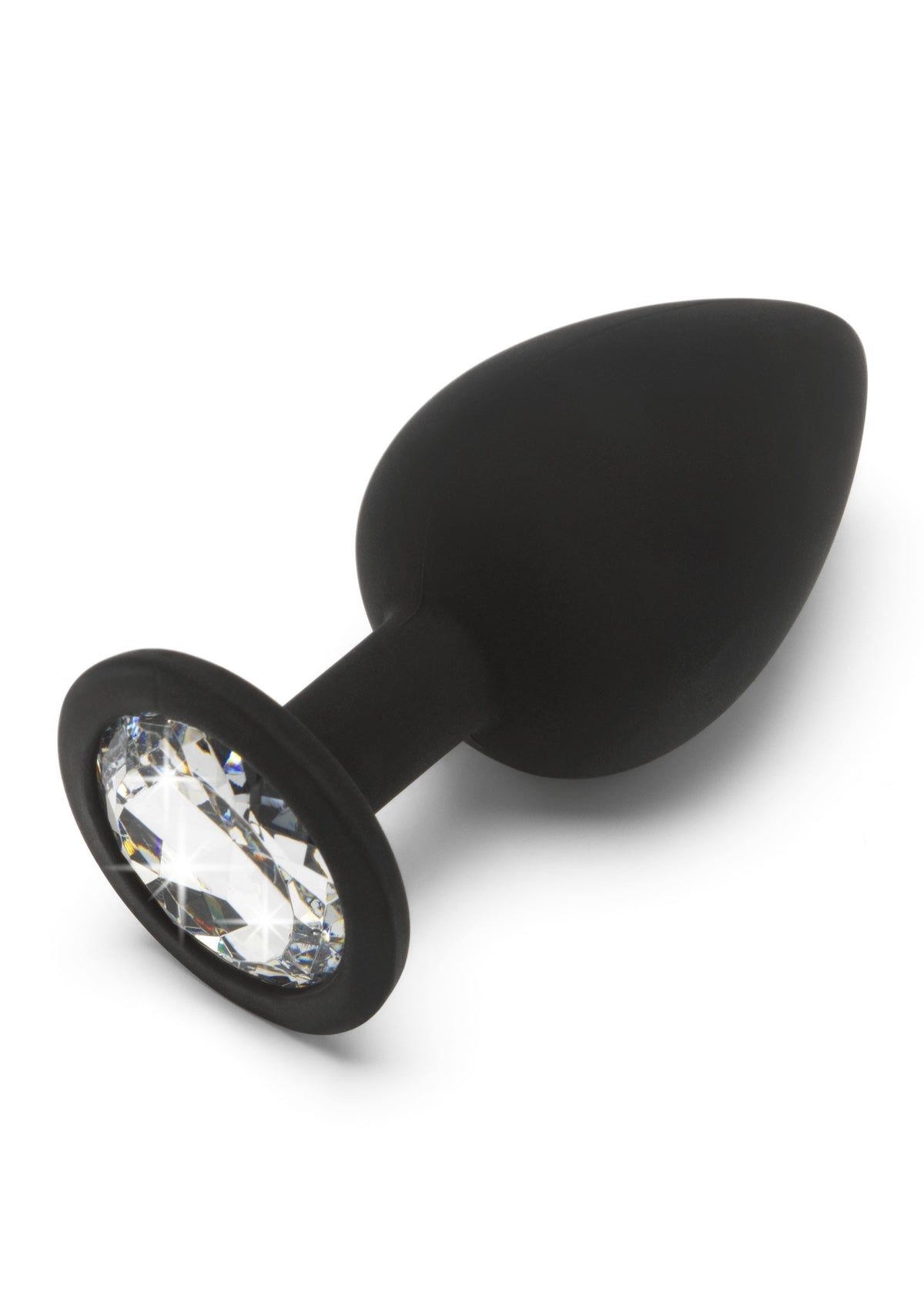 plug anale in silicone nero con gioiello