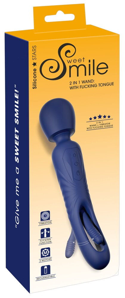 Vibratore 2 in 1 Wand with Flicking Tougue Sweet Smile