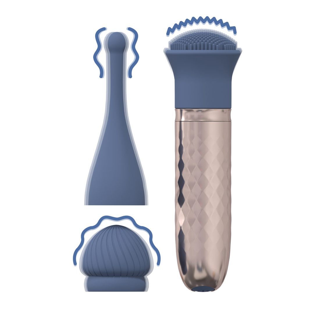 Vibratore con 3 pz intercambiabili ricaricabile The Thrill Loveline