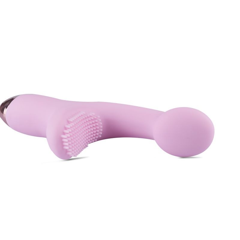 Vibratore doppio vaginale stimolatore clitoride in silicone rosa