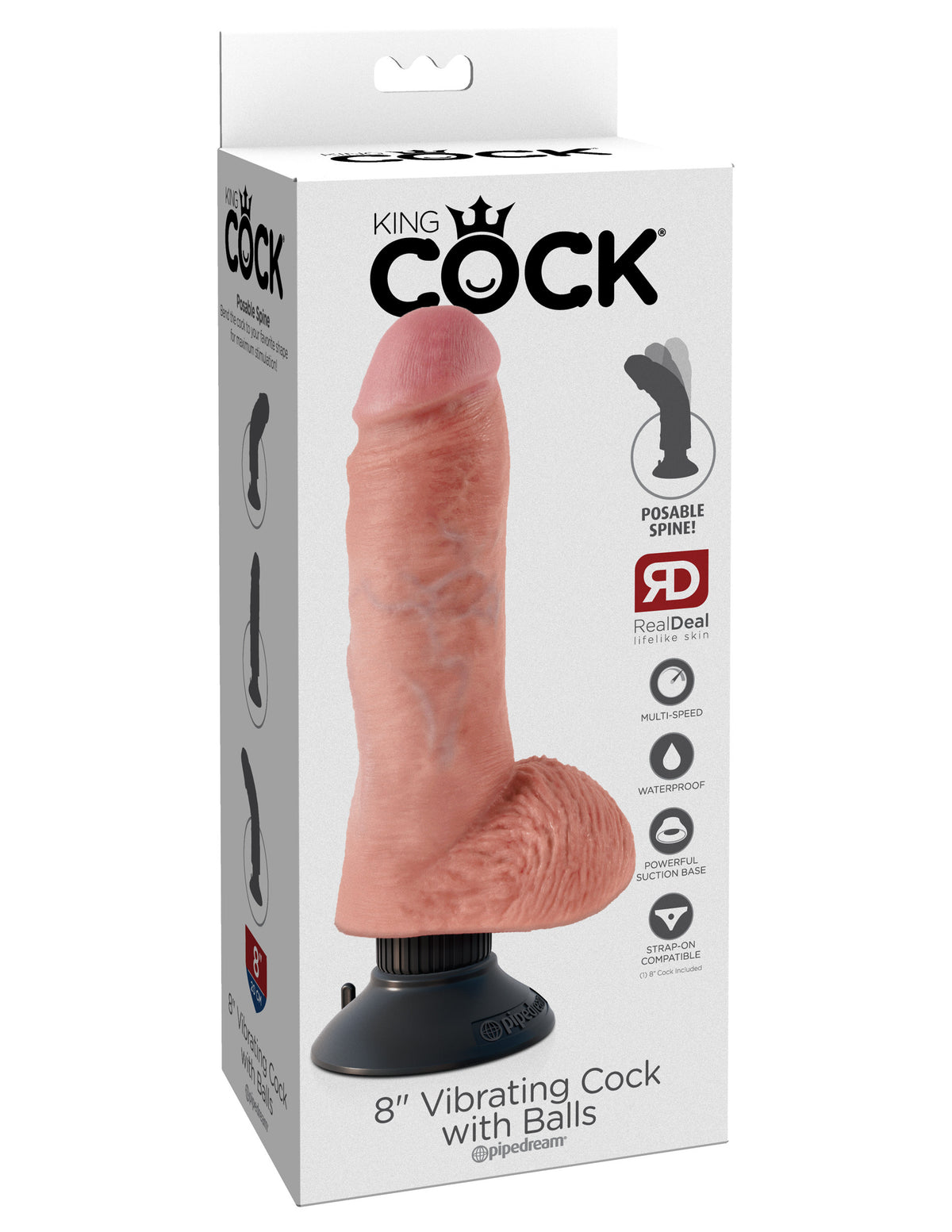 Vibratore realistico con ventosa e testicoli king cock 8 vibrating